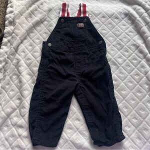 Carter’s baby infant black red corduroy overalls size 12 months 100% cotton